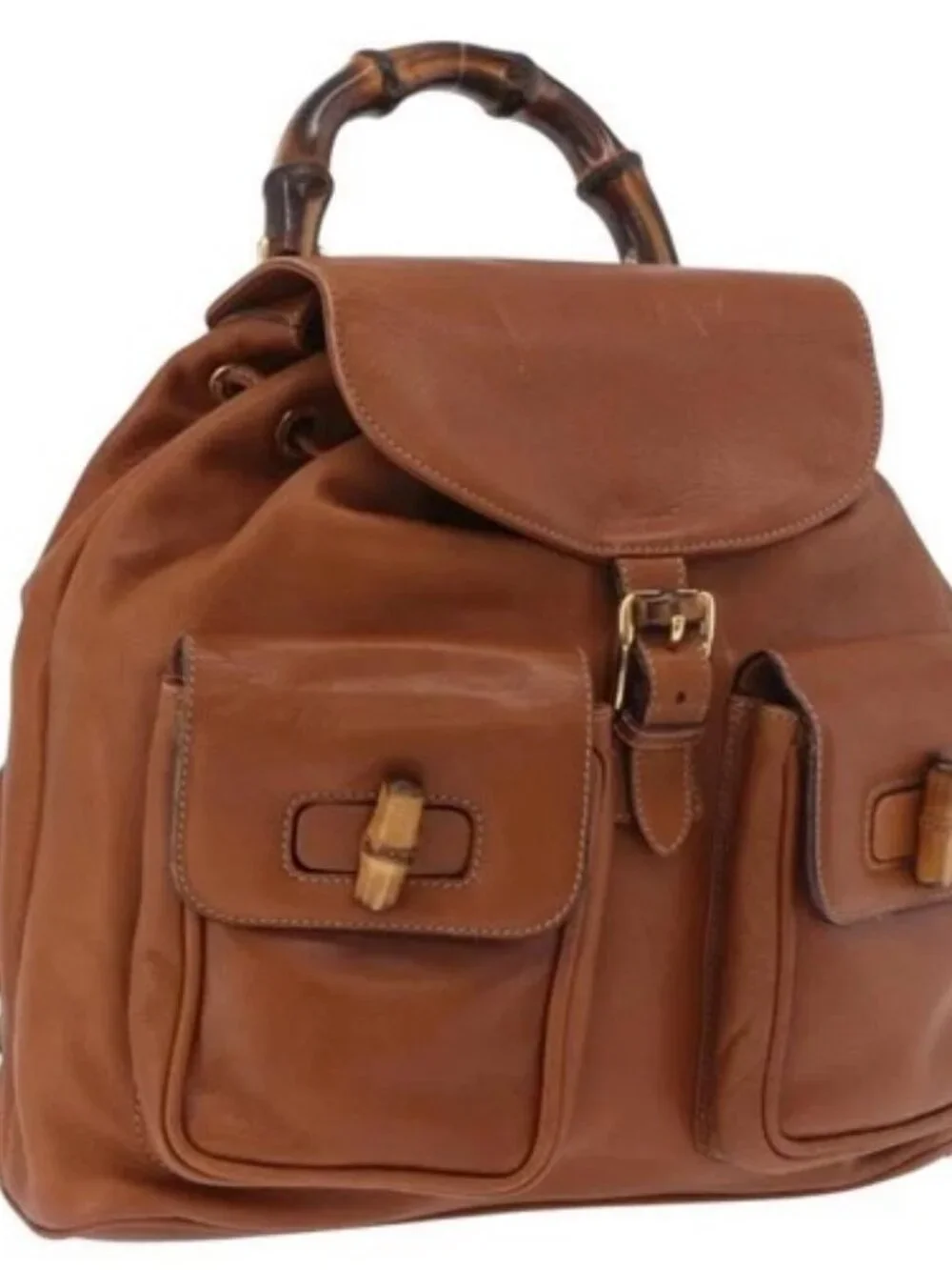 GUCCI Bamboo Backpack Leather Brown Gold 003 58 0016 Auth bs35671